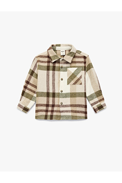 Koton Μακρυμάνικο κλασικό πουκάμισο με γιακά και κουμπιά Με τσέπες Καρό Lumbe...