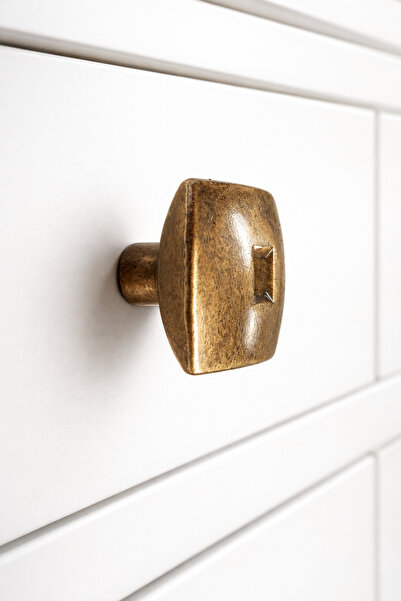 BERFİNO 5'li Eskitme Çekmece Düğmesi – Kare Tasarım Dekoratif Mobilya Kulpu [...