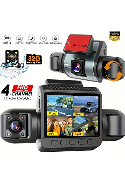 VisionHub 4-Channel 360° Car Dash Cam - Full HD 1080P, VisionHub®, Video Moni...