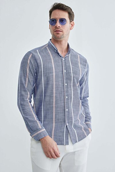 Fulla Moda Striped Linen Look Shirt