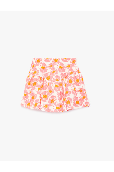 Koton Beli Lastikli Çiçek Desenli Mini Şort Etek