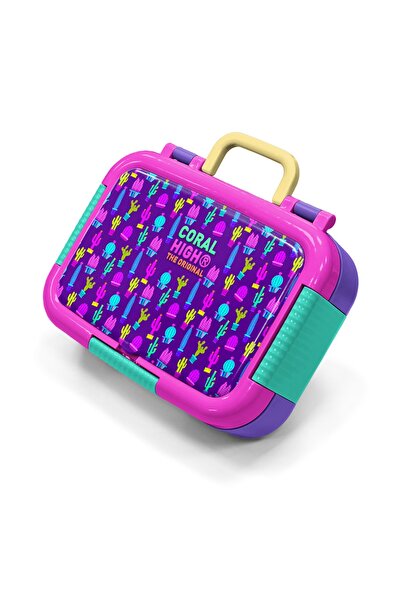 Coral High Παιδικό μωβ ροζ κουτί φαγητού από ανοξείδωτο ατσάλι με σχέδιο κάκτ...