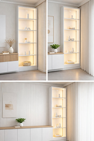 Ömür hobi Yıldız 200x40x25 vitrin tv ünitesi yanı gümüşlük