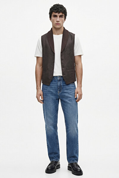 Sementa Shawl Collar Buttoned Wool Knitwear Vest - Brown