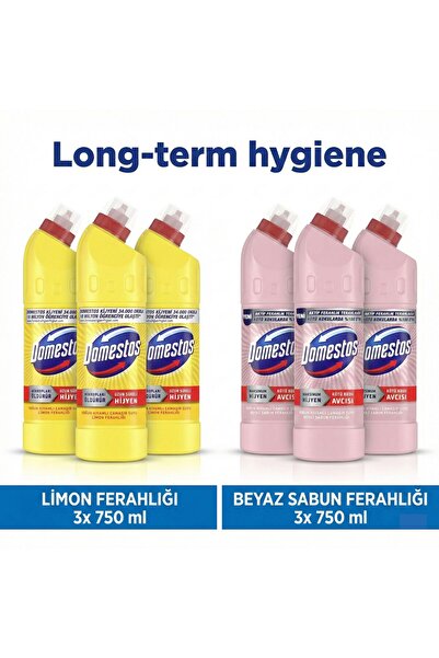 Domestos Bleach Lemon Freshness 750 ml X3 + Bleach White Soap Freshness 750 m...