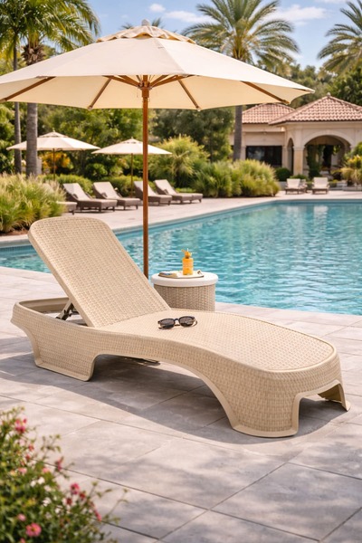 Alezy 2536 Brezze Rattan Katlanır Plaj Şezlongu 1.Sınıf Lüx