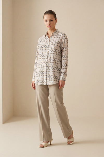 Setre Beige Patterned Long Sleeve Shirt