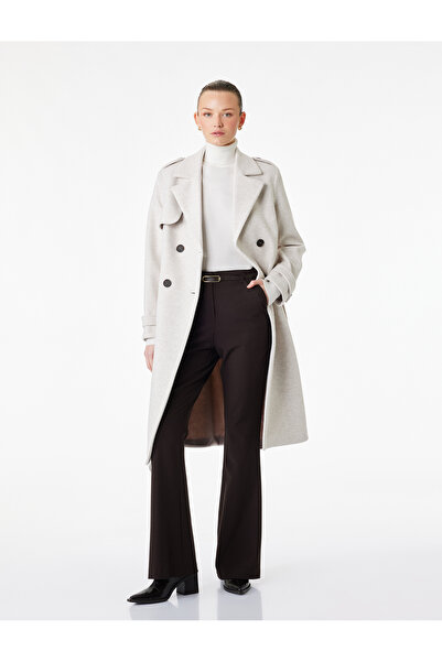 Koton Long Sleeve Double-Breasted Belted Trench Coat