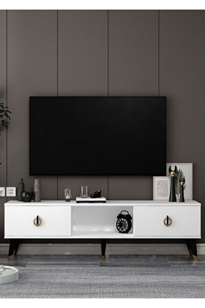 DemonteDekor 1390TV150DD-32 TV SEHPASI BEYAZ-SİYAH-ALTIN