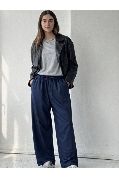 Retrobird Design Loose Fit Relax Pants Women's Light Navy Blue