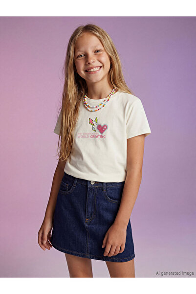 LC Waikiki Crew Neck Printed Girls' T-Shirt Set of 2