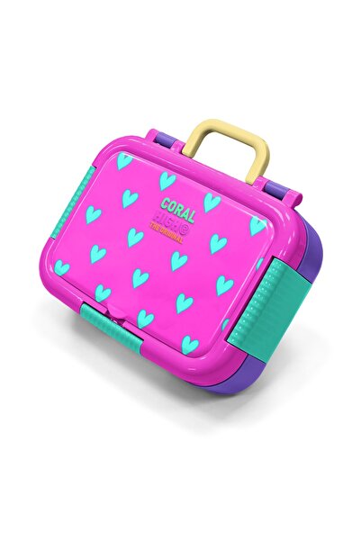 Coral High Παιδικό κουτί φαγητού από ανοξείδωτο ατσάλι με σχέδιο καρδιάς σε ρ...