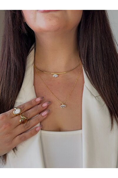 MOD10 Helen Jewerly Markiz elmas kesim döküm marka model gold kolye 50cm