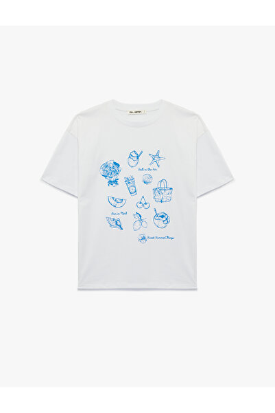 Koton Comfortable Fit Short Sleeve Crew Neck Cotton Printed T-Shirt