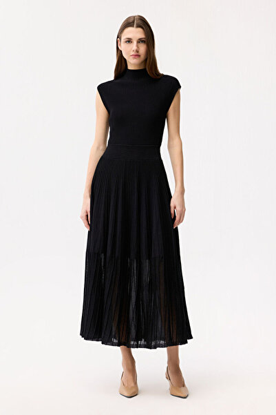 adL Fitil Detaylı Boğazlı Triko Elbise