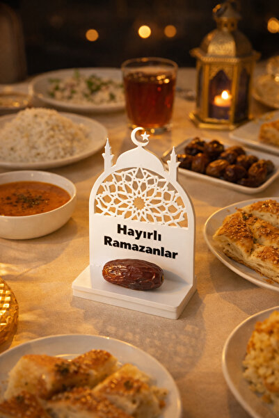MARESSHİA 4'lü "Hayırlı Ramazanlar" Hurma Standı Seti, Hurma Sunum Seti, Hurm...