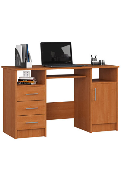 SERSIMO Birou de calculator ANA, cu 3 sertare și 1 ușă, 124x52x74 cm, maro arin