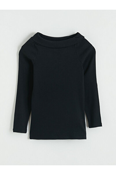 LC Waikiki Kayık Yaka Girl's Ribbed T-Shirt
