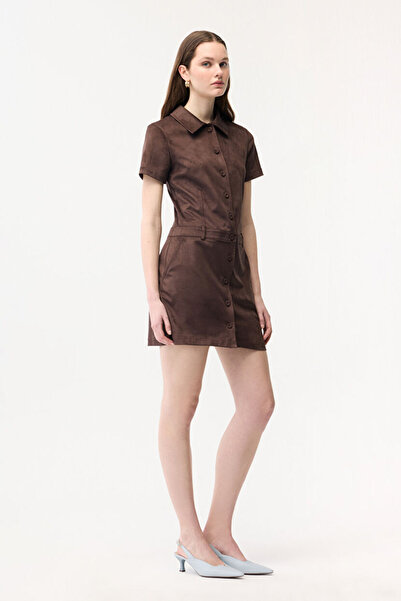 adL Kısa Kollu Süet Elbise