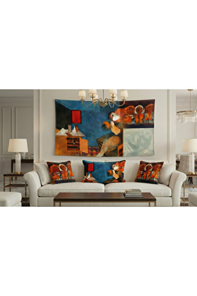 Ravir Art Design Duvar Halısı ve 3'lü Yastık Seti