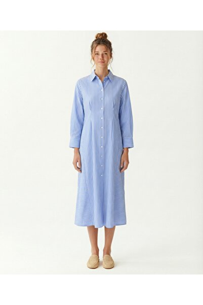 Yargıcı Loose Shirt Collar Long Sleeve Dress