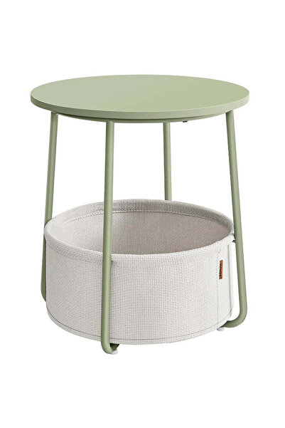 VASAGLE Masă de cafea rotundă cu coș din material textil, stil modern, 45x50c...