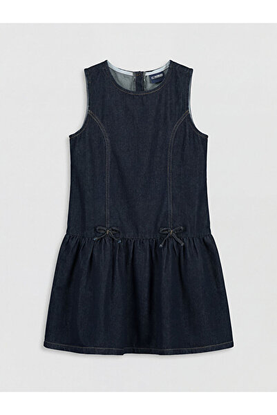 LC Waikiki Дънки рокля за момичета с индиго панделка