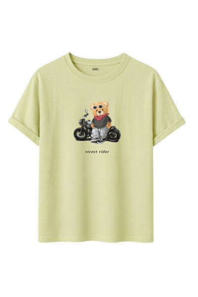 DK DAKSEL Unisex Πολύχρωμο μπλουζάκι Street Rider με στάμπα αρκουδάκι, 100% β...