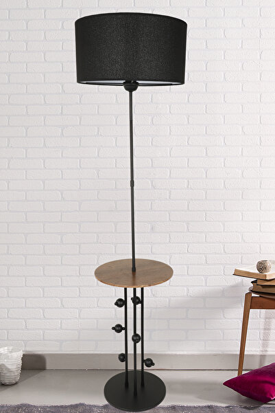 Begüsa Marselo Sehpa Lambader Siyah Ceviz Ahşap