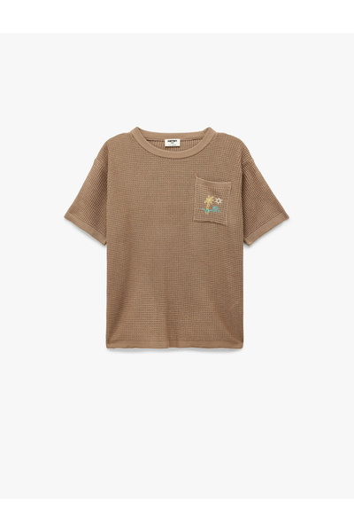 Koton guler rotund Tricou cu mânecă scurtă și detaliu brodat cu buzunare visc...