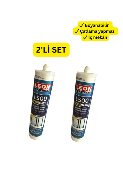 LEON PREMİUM Leon Silikonize Mastik 280 ml/ 500 gr | Boyanabilir | 2 Adet Set