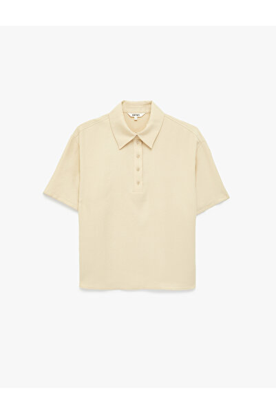 Koton Modal Fabric Half Buttoned Short Sleeve Polo Collar T-Shirt