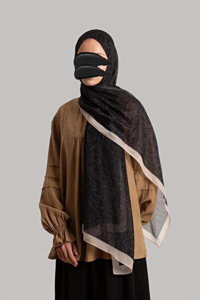 Emare Line Garden Με σχέδιο Βαμβάκι Σάλι - Μαύρο