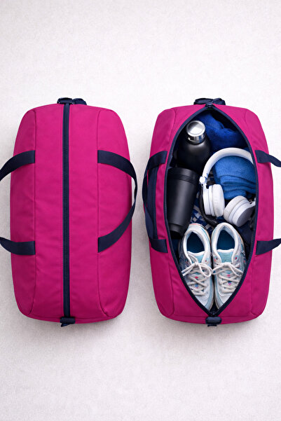 MUCCO Kaff Medium Pink Front Pocket Adjustable Shoulder Strap Hand Travel Duf...