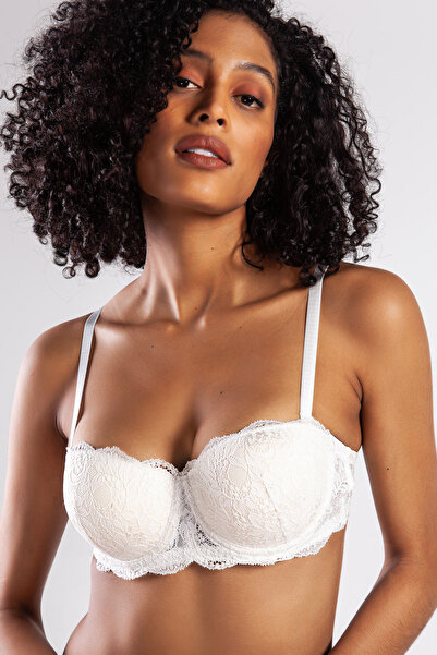 PİNKSTORE Golshan G.Colors Push up Strapless Bra, Ecru Comfort and Stylish Bra
