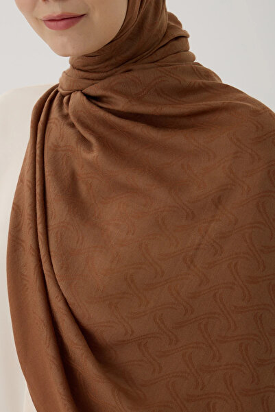 Zeta Group Women's Islamic Clothing Seasonal Tan Color Jacquard Shawl with Sp...