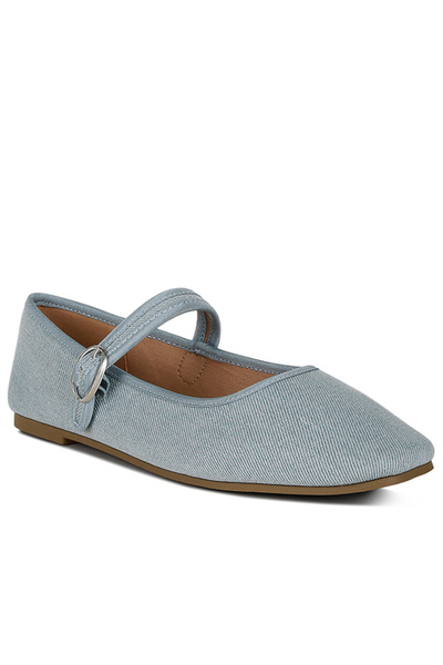london Rag Women's Classic Denim Pin Buckle Ballerinas in Blue