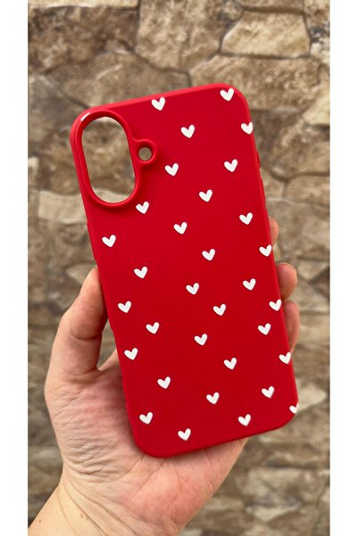 Vip Case iPhone 16 Uyumlu Mini Beyaz Kalp Desenli Silikon Darbe Emici Klasik ...