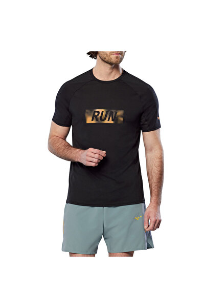 MIZUNO Men's running shirt DryAeroFlow Graphic SS 2024-Black-XXL
