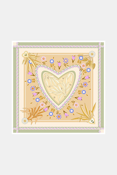 Vakko BEJ ÇİÇEK DESENLİ TWILL EŞARP