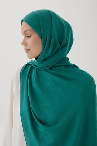 Astra Plus Women's Islamic Clothing Seasonal Aqua Color Jacquard Shawl with S...