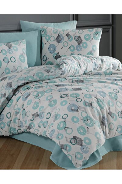 NazeninHome Dream Ranforce Cotton Duvet Cover Set with Elastic Sheets for Sin...