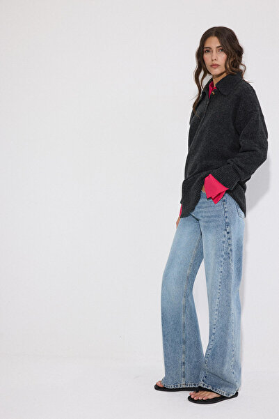 Touché Privé Polo Collar Buttoned Knitwear Sweater