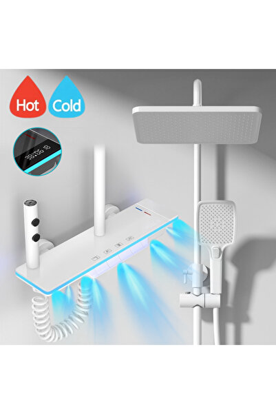 VisionHub Coloană de duș inteligentă, iluminare LED cu afișaj digital al temp...