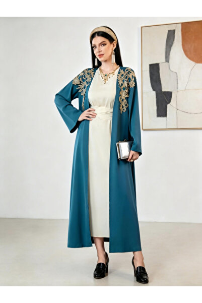 Take Two By Styli Blue Embellished Abaya and Belted Jalabiya Set