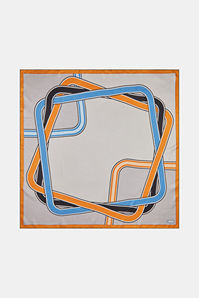 Vakko GRİ GEOMETRİK DESENLİ FASONE EŞARP