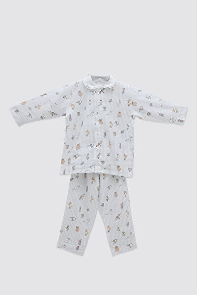 Atelier Babbi 100% pamučni set pidžama - Pozorište / Plava