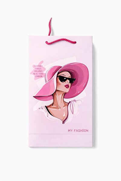 4nio Pungă cadou din carton roz cu figurină feminină