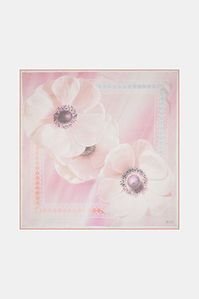 Vakko PEMBE ÇİÇEK DESENLİ ETAMİN VUAL EŞARP