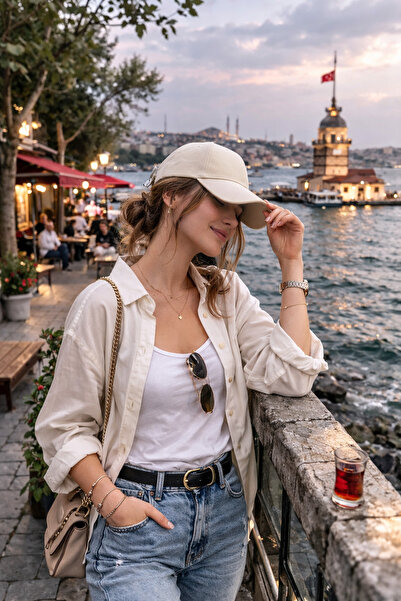 ZERAMİNE Krem Düz Baseball Şapka Arkası Cırtlı Ayarlanabilir Unisex Kep – Gün...